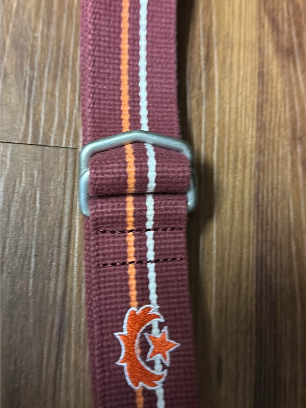 Gap Maroon Striped Canvas Web Belt with Embroidered Graphic S/M (Q1/06)